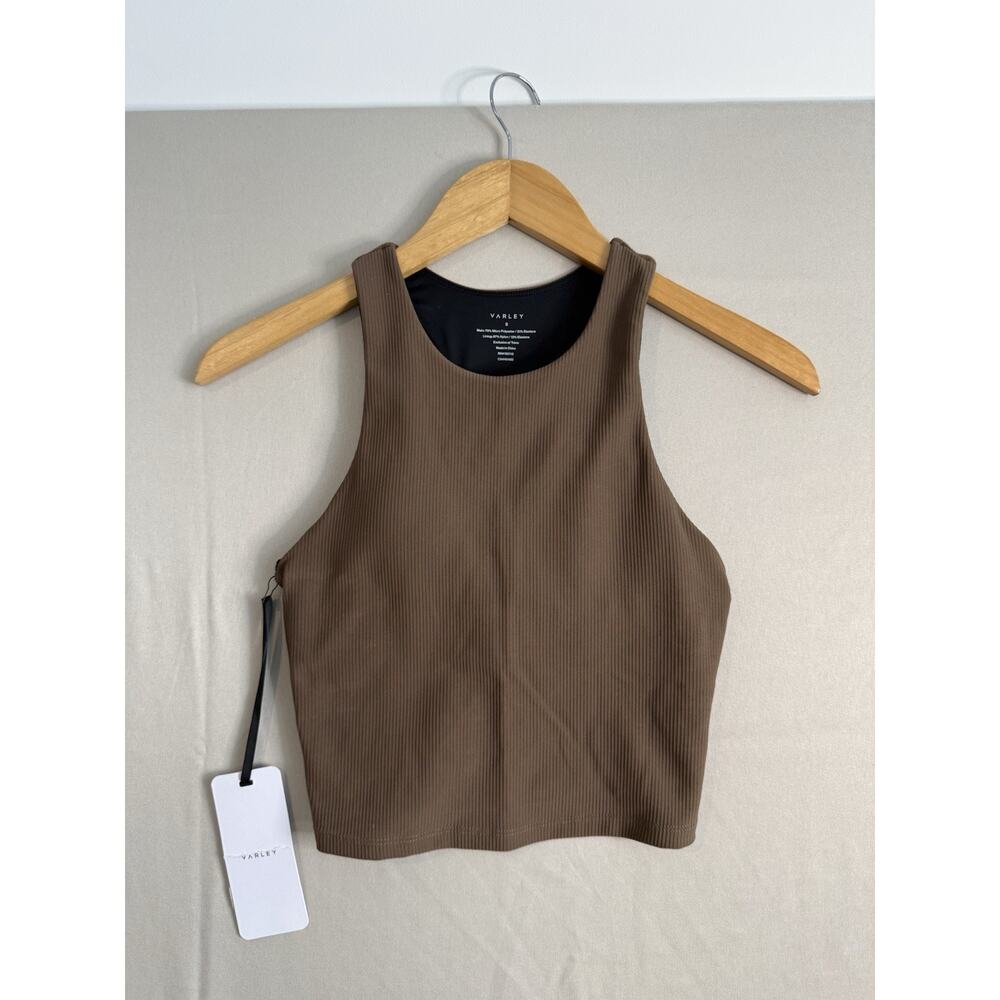 Varley Let’s Move Rib Kempton Bra Carob Brown Longline Size S NWT Yoga Active